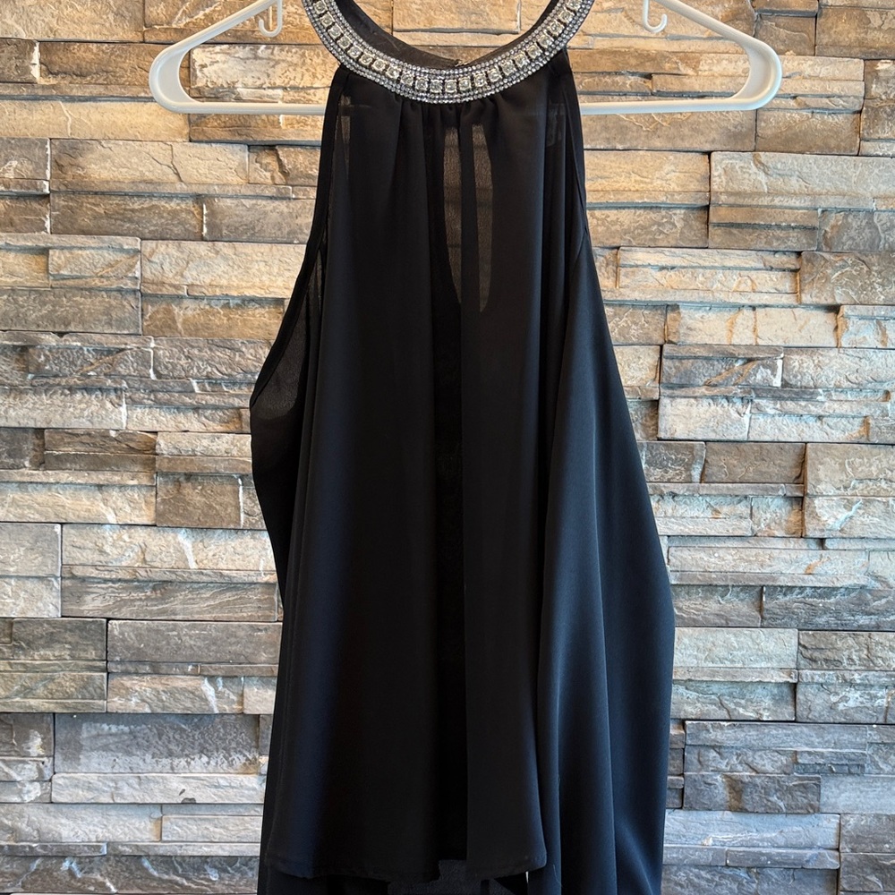Chocolate Black Sleeveless Top with Silver Accents